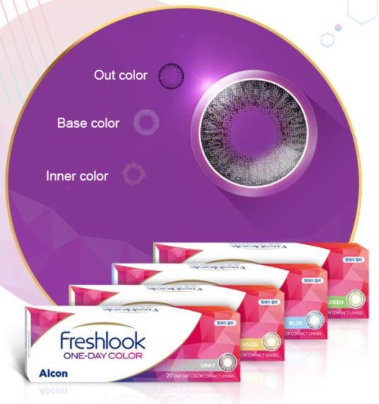 Alcon FreshLook One-Day Color Contact Lens 20 pack (Pure Hazel, Gray)